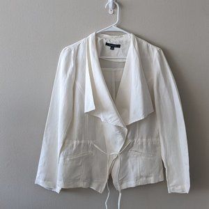 Darjoni - Cream/White Linen Jacket - Size Medium
